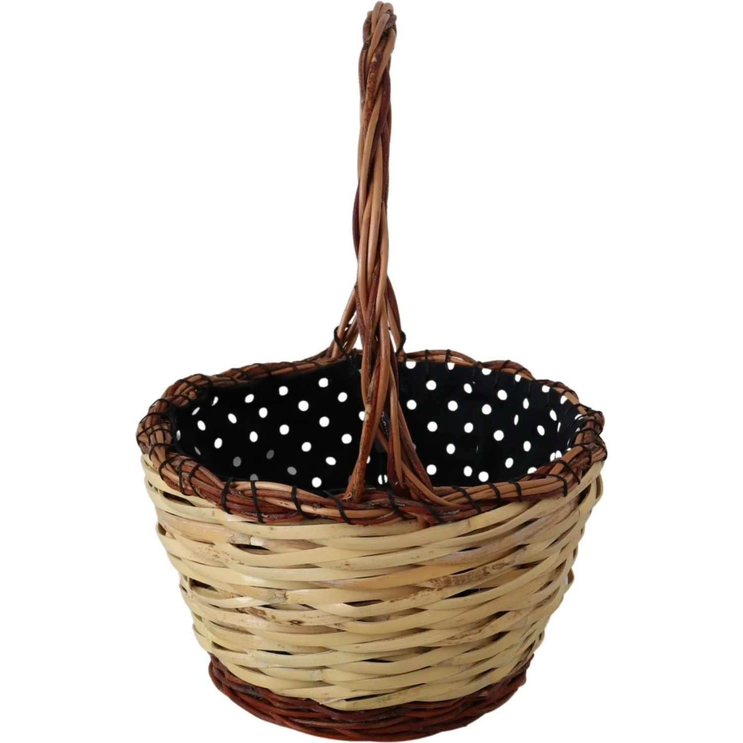 Beige Wood Wicker Rattan Basket Tote Bag
