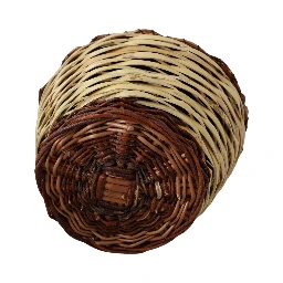 Beige Wood Wicker Rattan Basket Tote Bag