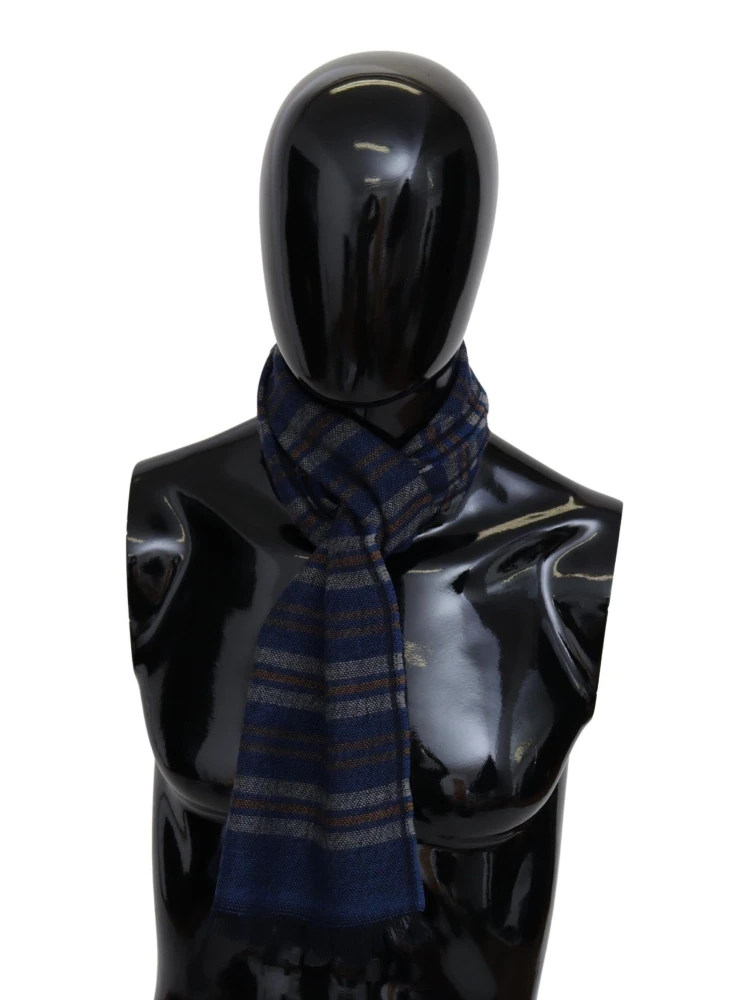 Multicolor Wool Striped Unisex Neck Wrap Shawl