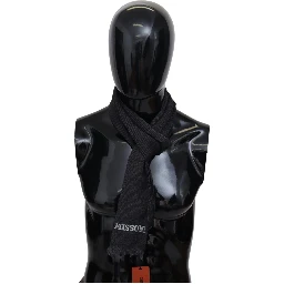 Black Wool Knit Unisex Neck Wrap Scarf
