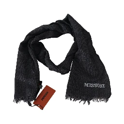 Black Wool Knit Unisex Neck Wrap Scarf