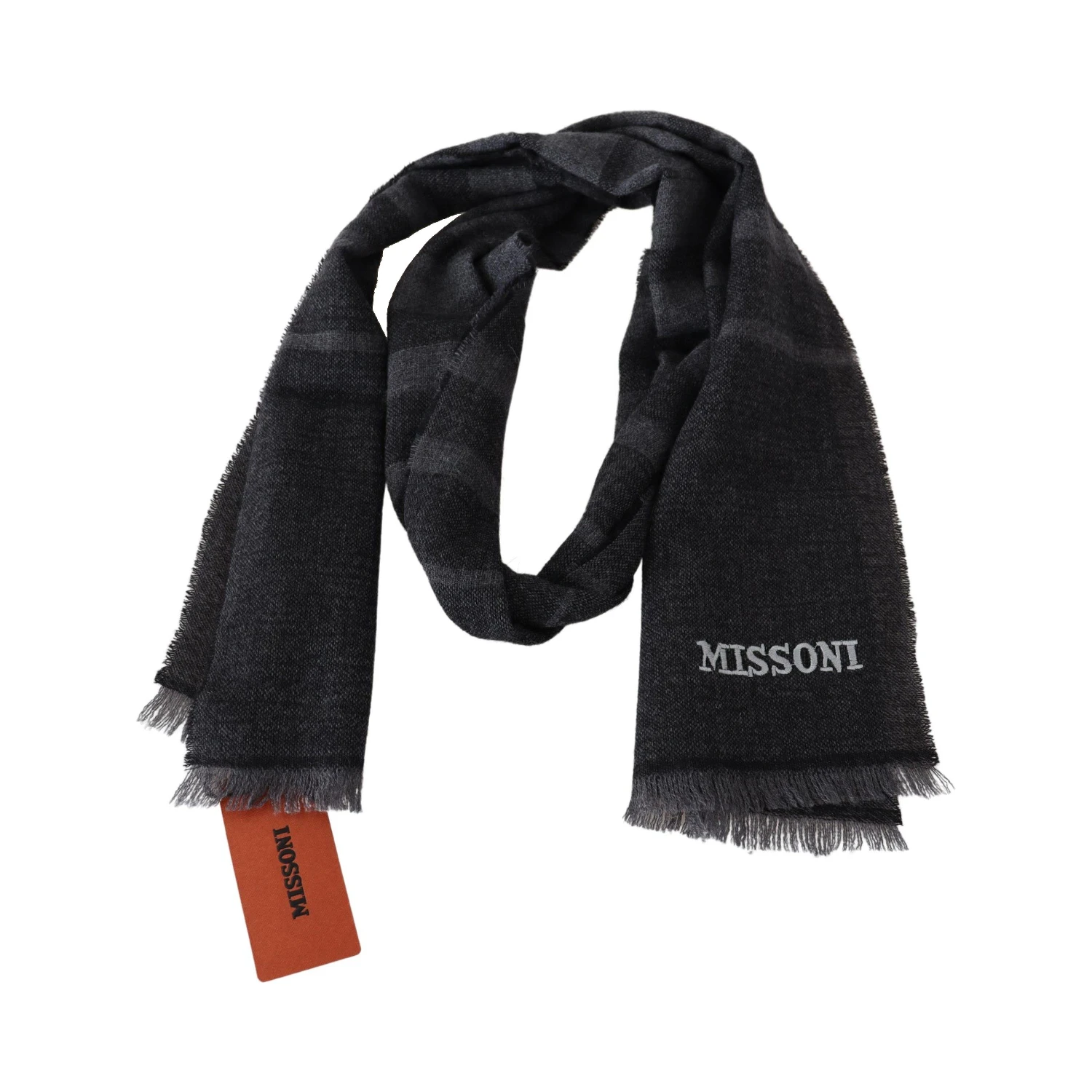 Black Striped Wool Unisex Neck Wrap Scarf