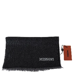 Black Striped Wool Unisex Neck Wrap Scarf