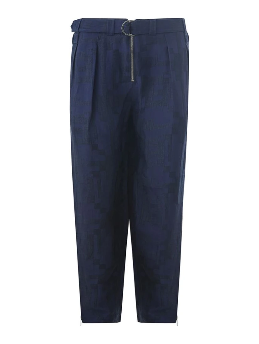 Blue Linen Casual Pants