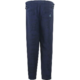 Blue Linen Casual Pants