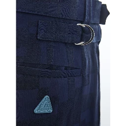 Blue Linen Casual Pants