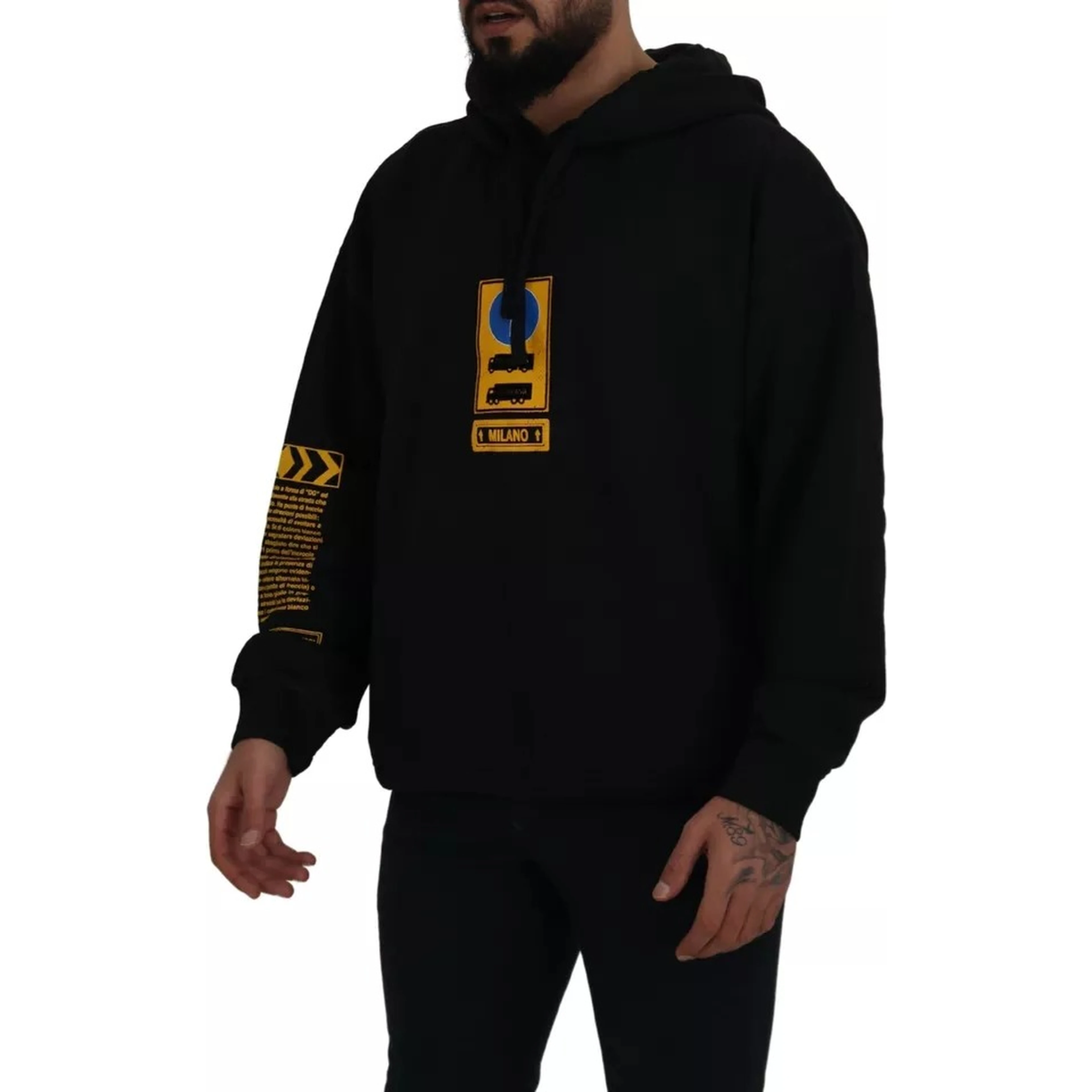 Black Cotton Logo Hooded Sweatshirt Sweater