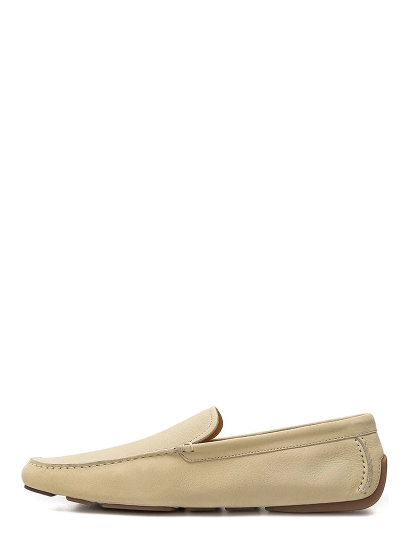 Beige Leather Moccassin