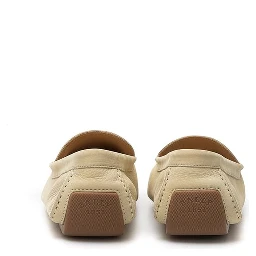 Beige Leather Moccassin