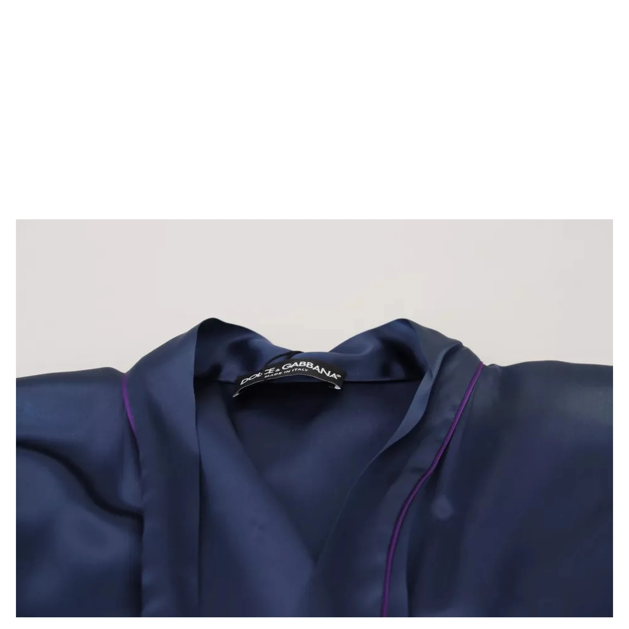 Blue Satin Silk Waist Belt Robe Jacket