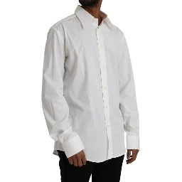 White Cotton Dress Slim Fit GOLD Shirt
