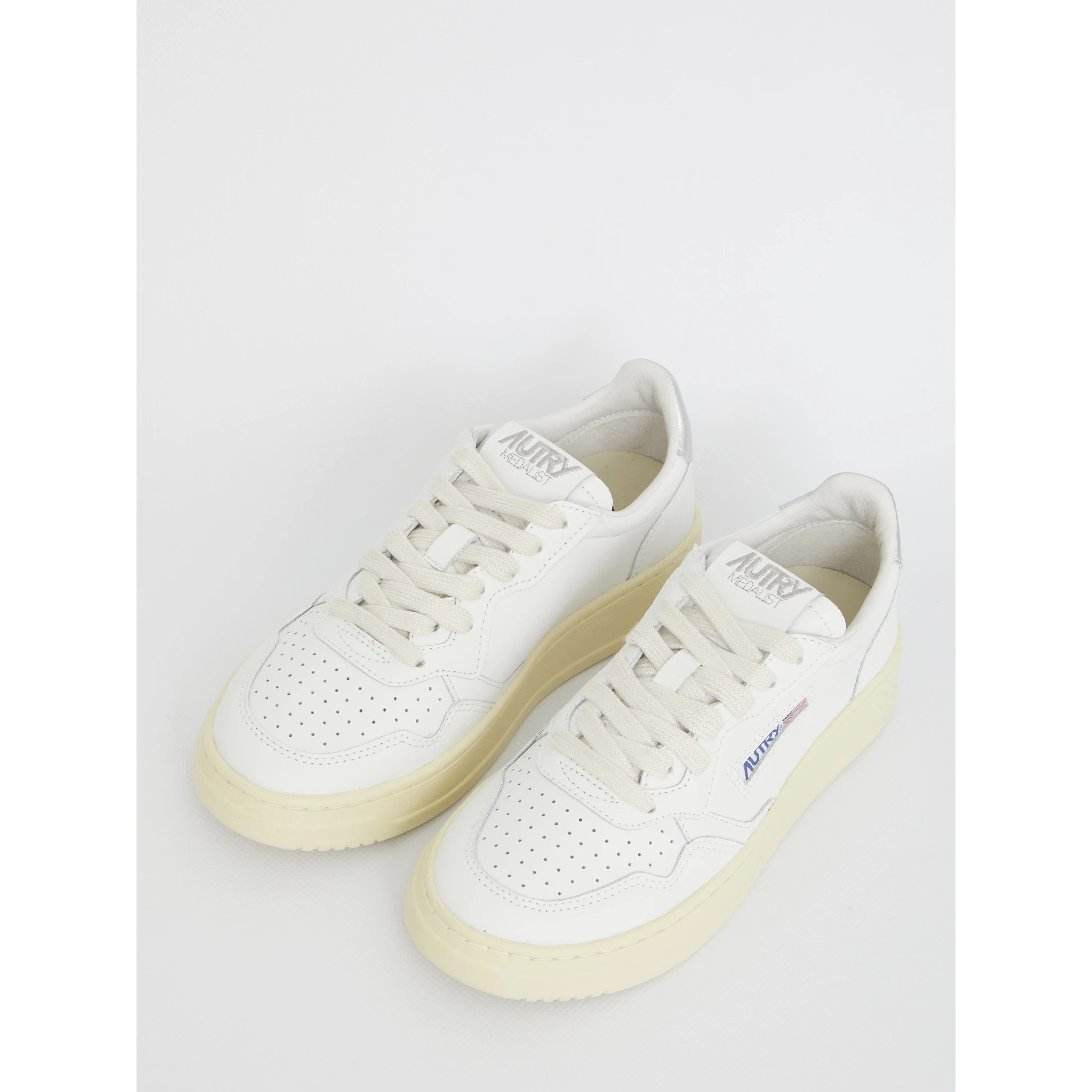 Medalist White And Silver Tone Sneaker