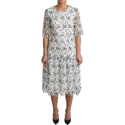 White Cutout Design Polyester A-line Midi Dress