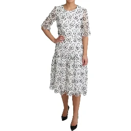 White Cutout Design Polyester A-line Midi Dress