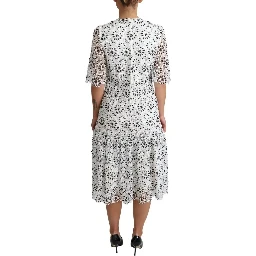 White Cutout Design Polyester A-line Midi Dress