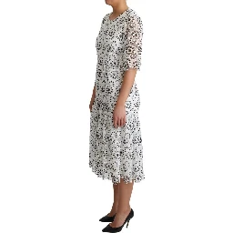 White Cutout Design Polyester A-line Midi Dress