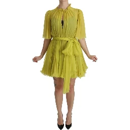 Yellow Shift A-line Silk Gown Dress