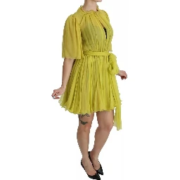 Yellow Shift A-line Silk Gown Dress