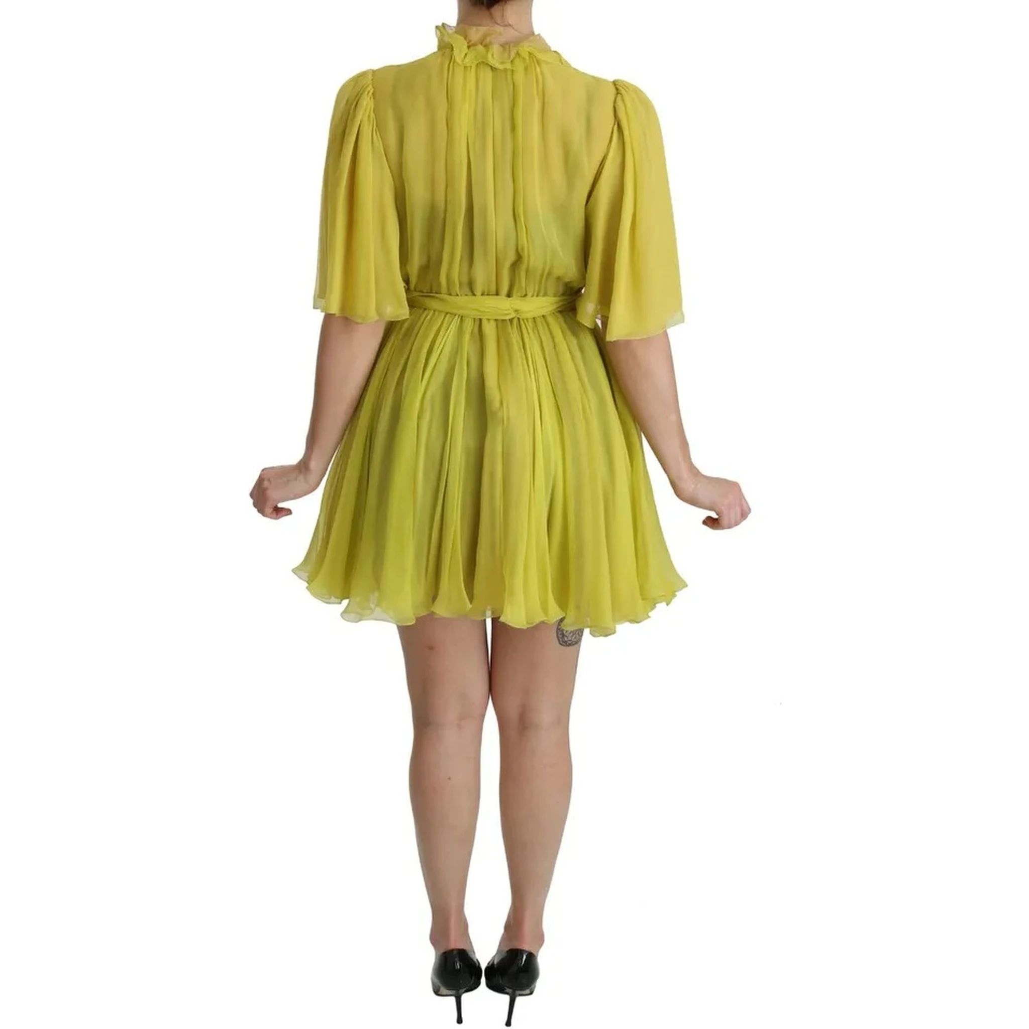 Yellow Shift A-line Silk Gown Dress
