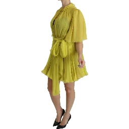 Yellow Shift A-line Silk Gown Dress