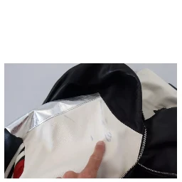 Black Leather Hooded Blouson Coat Jacket