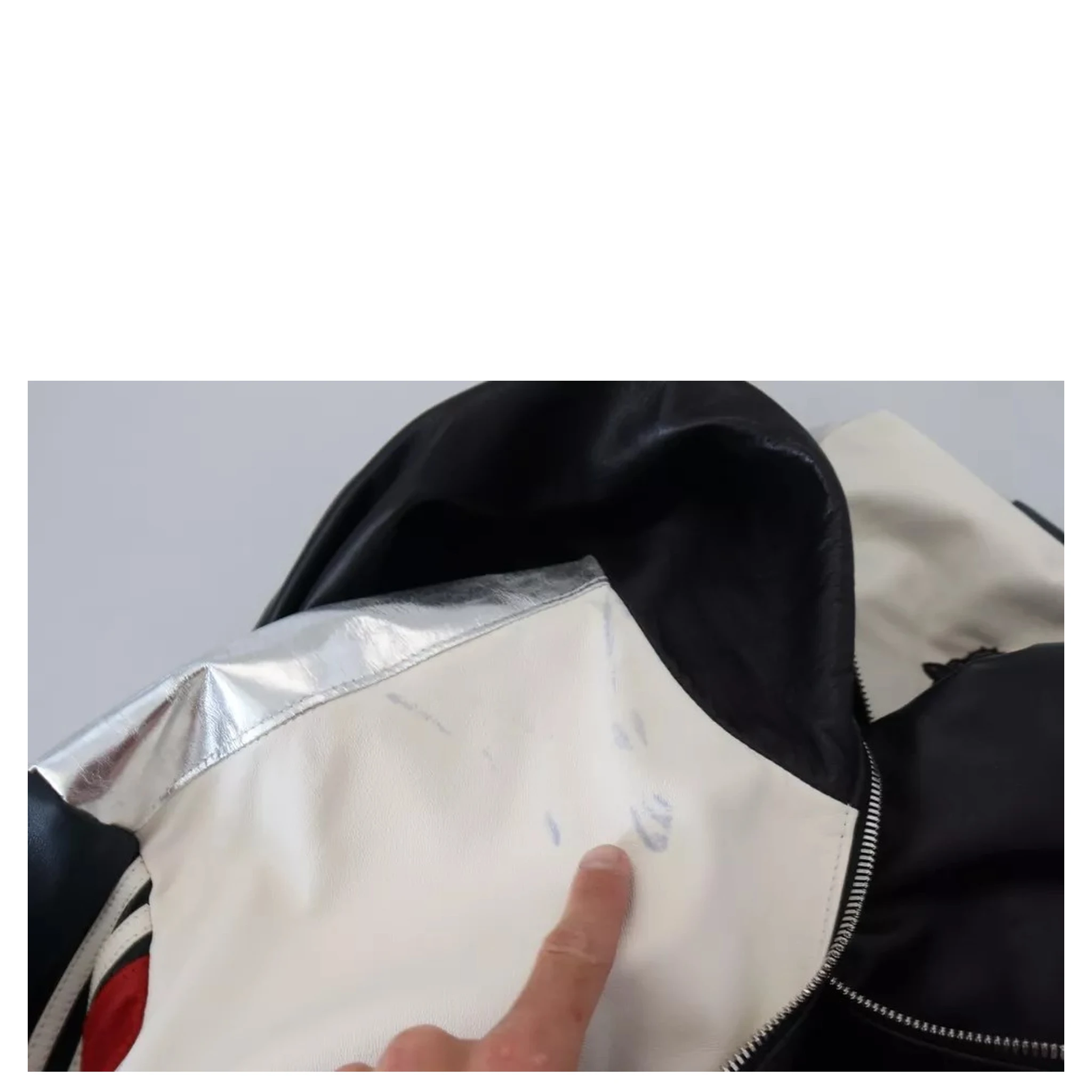 Black Leather Hooded Blouson Coat Jacket