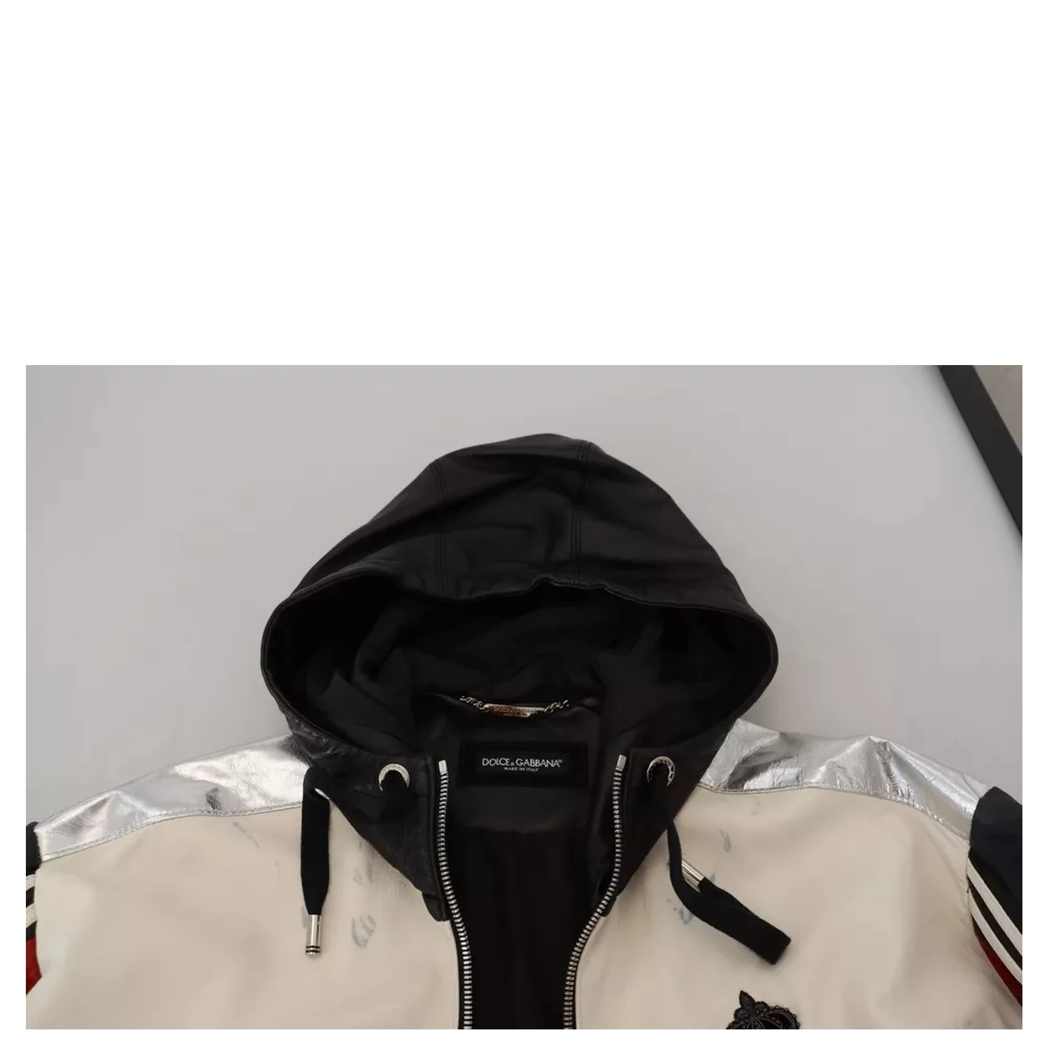 Black Leather Hooded Blouson Coat Jacket