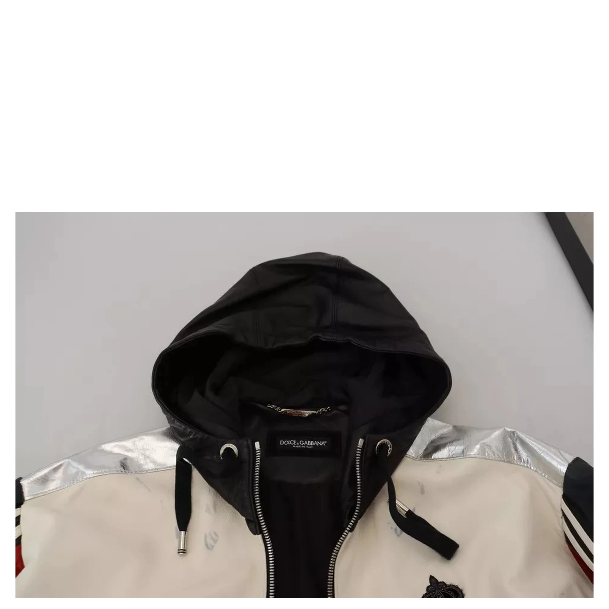 Black Leather Hooded Blouson Coat Jacket