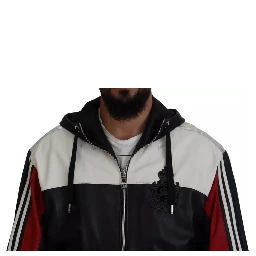 Black Leather Hooded Blouson Coat Jacket