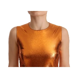 Metallic Orange Sleeveless Sheath Dress