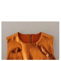 Metallic Orange Sleeveless Sheath Dress