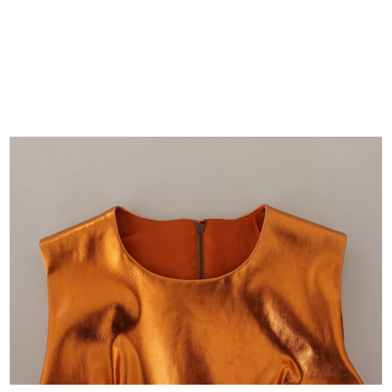 Metallic Orange Sleeveless Sheath Dress