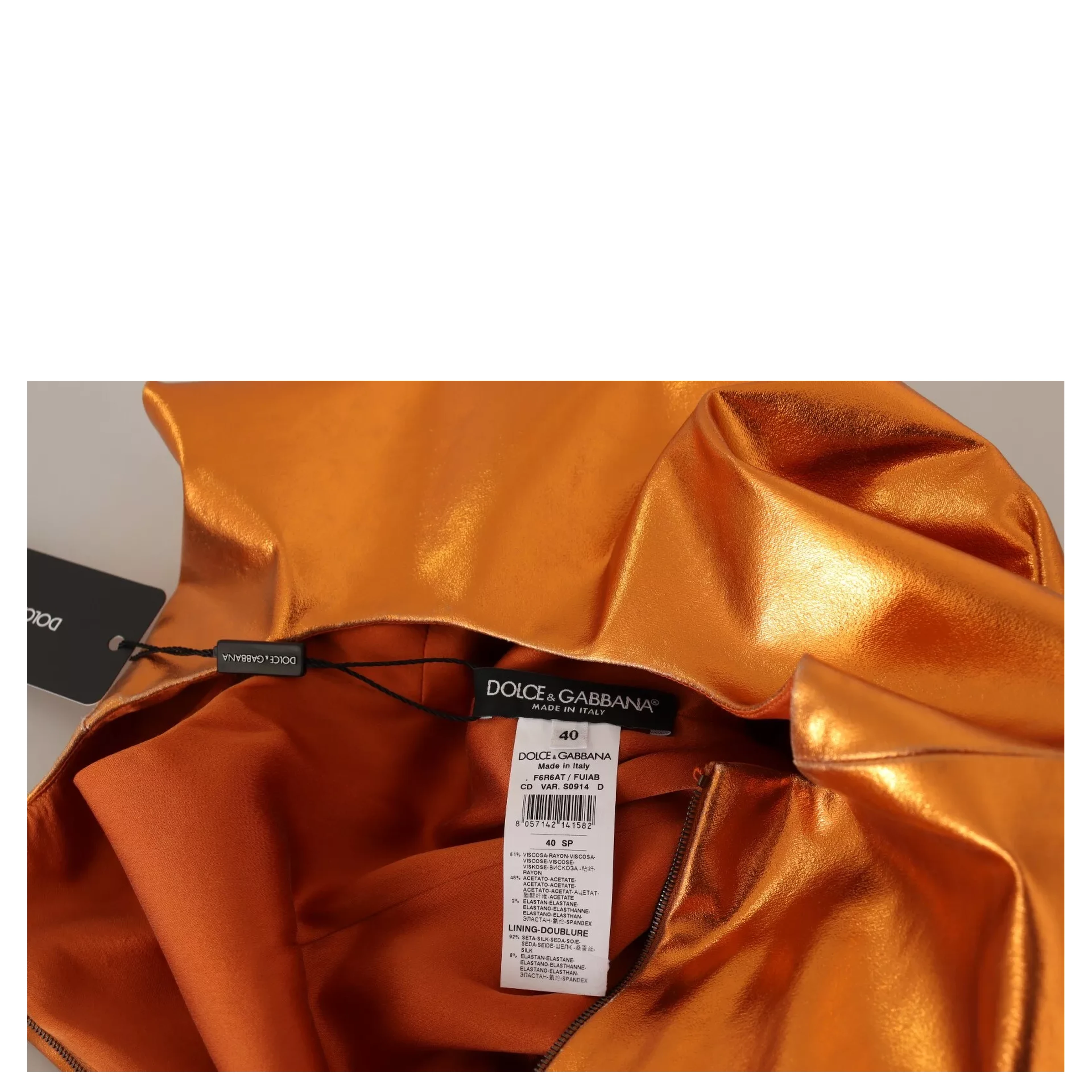 Metallic Orange Sleeveless Sheath Dress