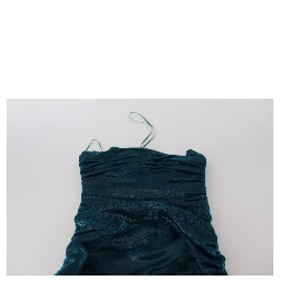 Silk Blend Blue Satin Fitted Strapless Dress