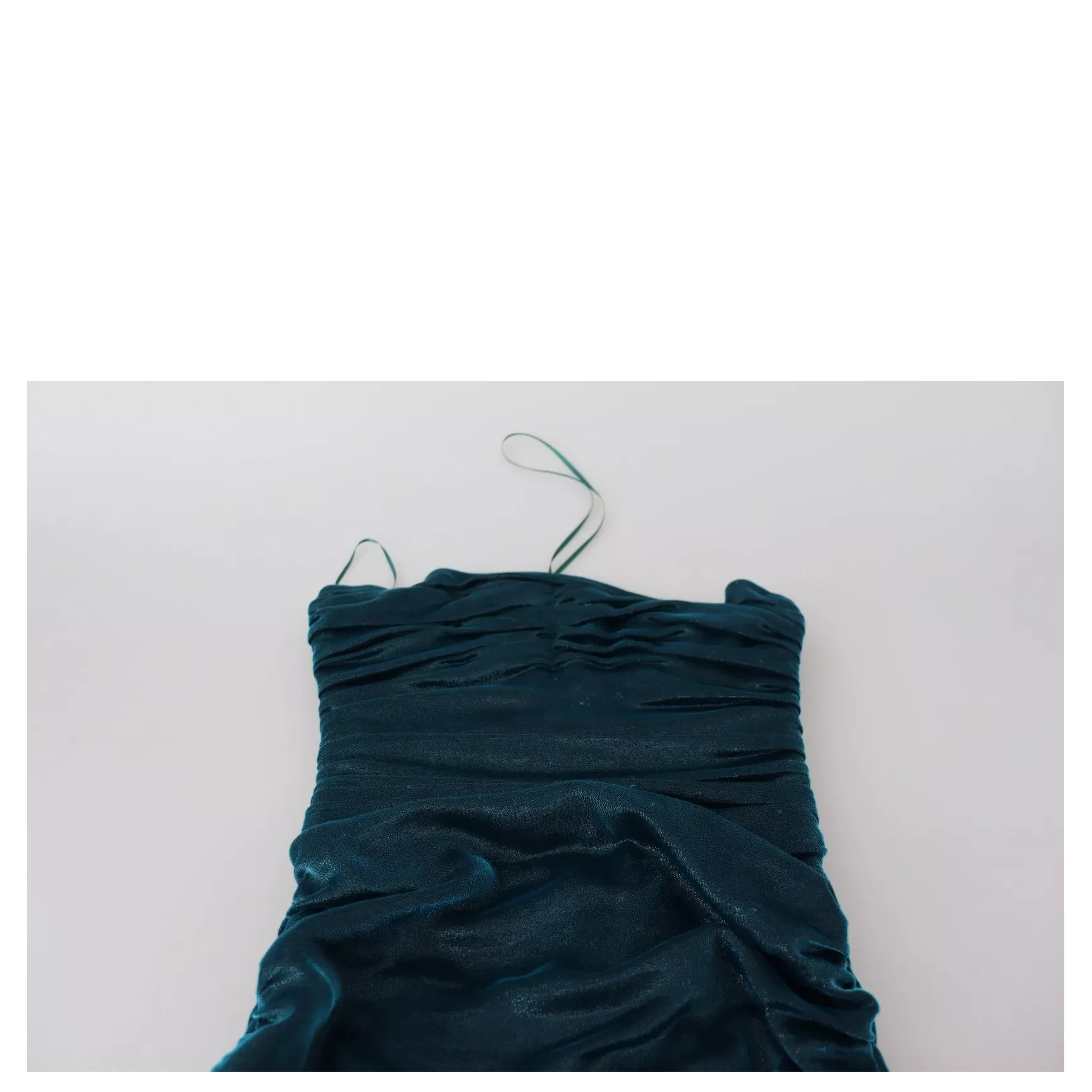 Silk Blend Blue Satin Fitted Strapless Dress