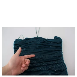 Silk Blend Blue Satin Fitted Strapless Dress