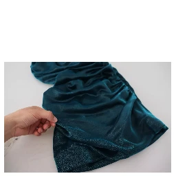 Silk Blend Blue Satin Fitted Strapless Dress