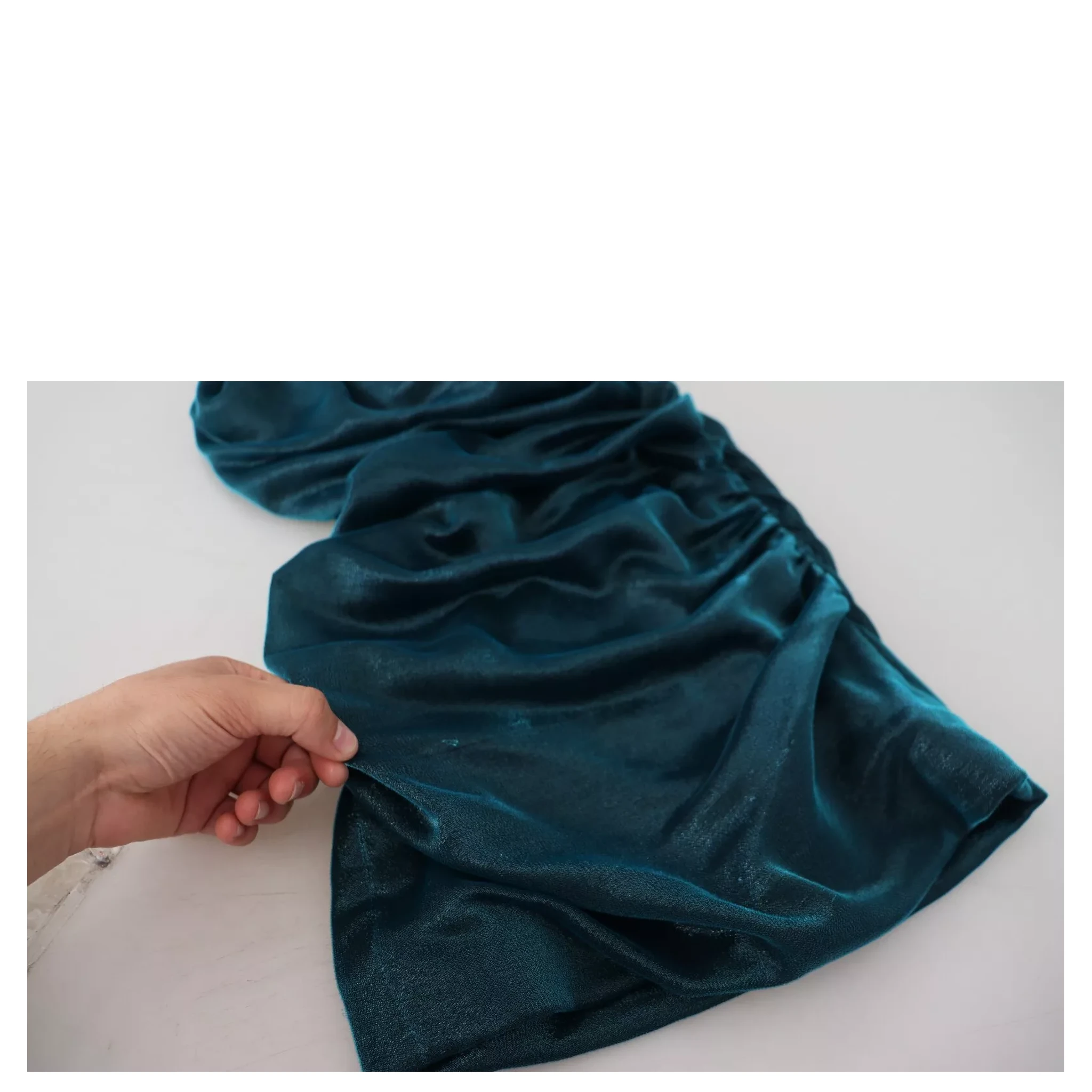 Silk Blend Blue Satin Fitted Strapless Dress