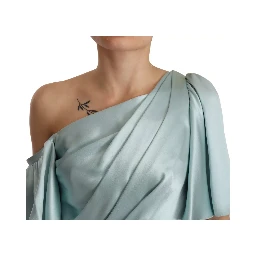 Silk Mint Green Fit Cut One Shoulder Midi Dress