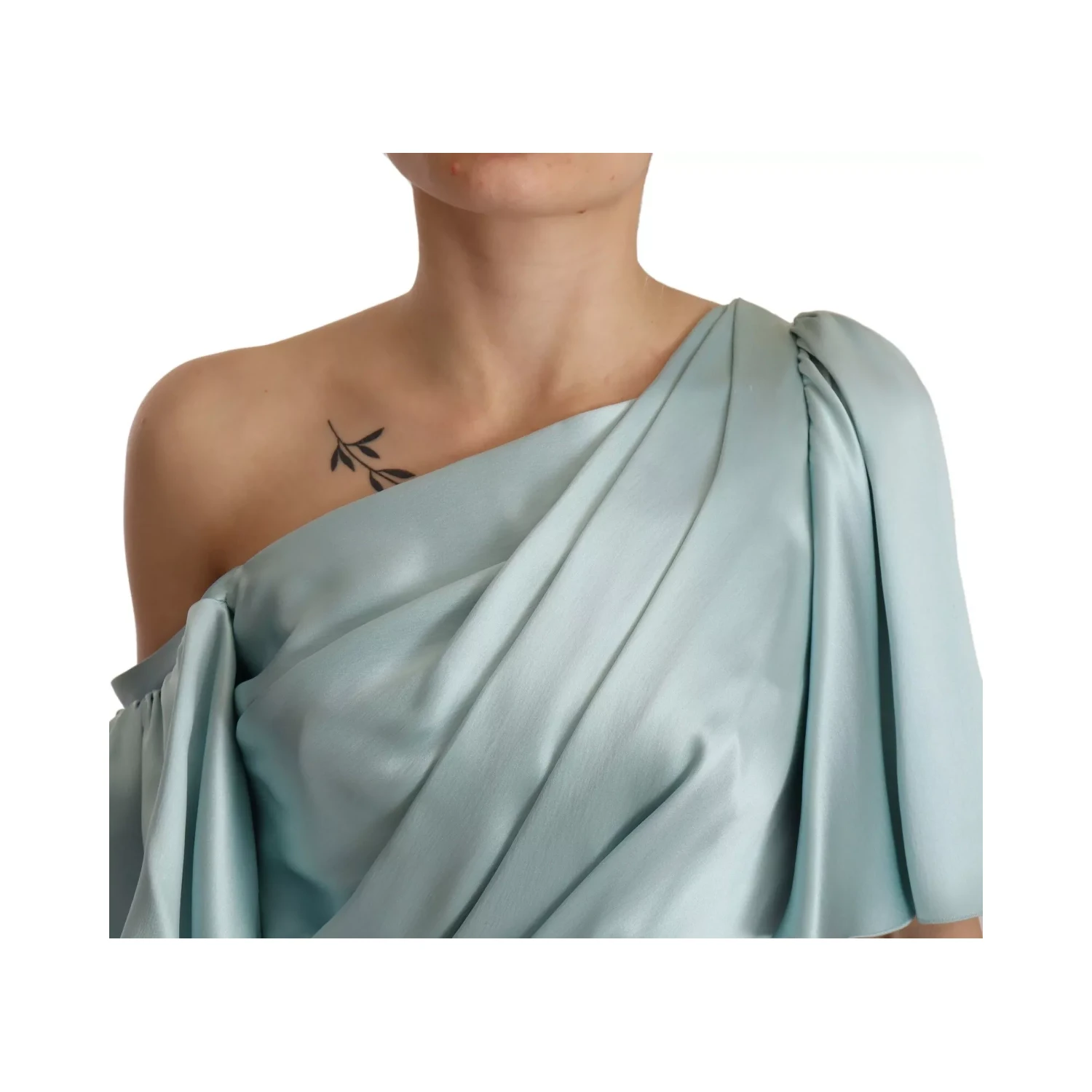 Silk Mint Green Fit Cut One Shoulder Midi Dress