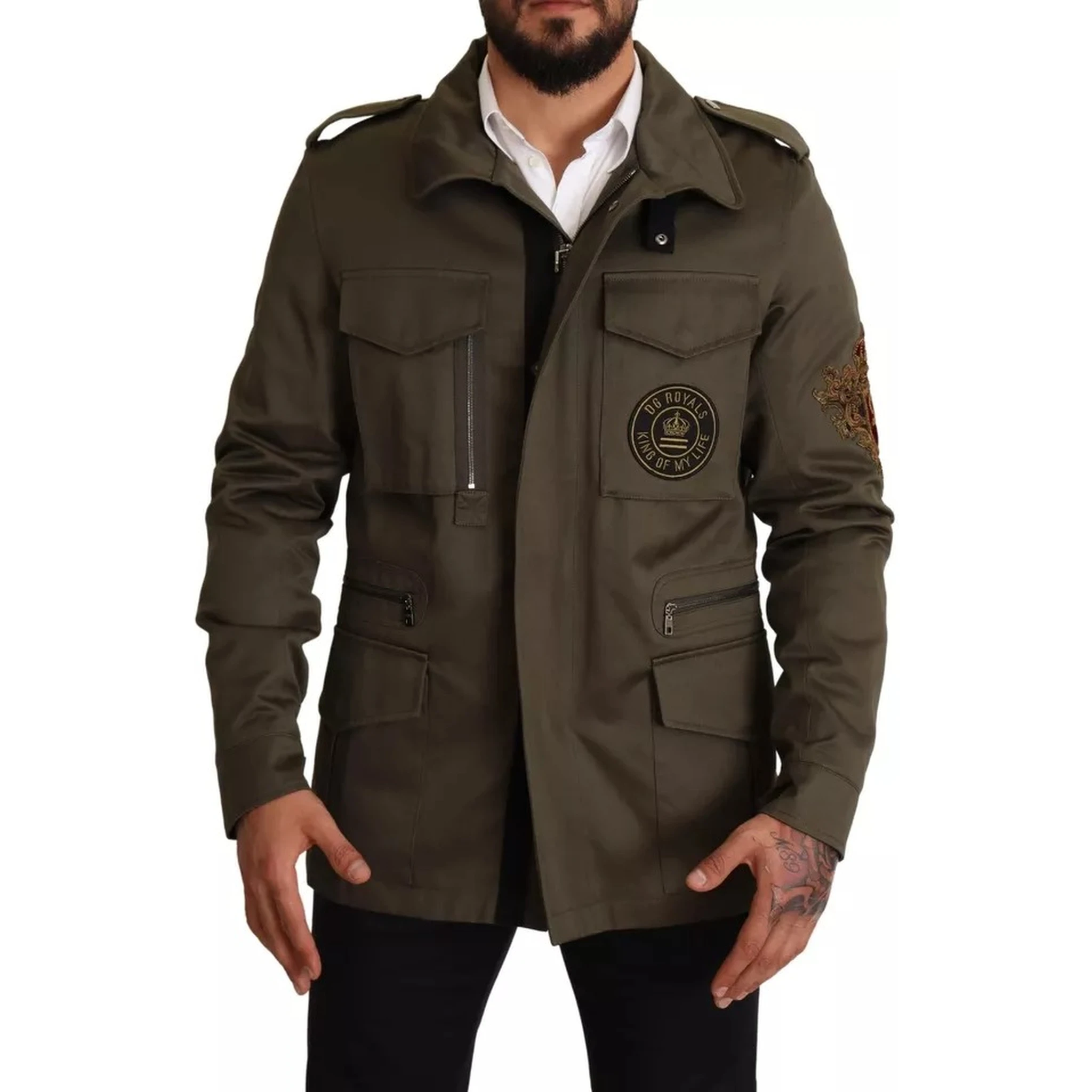 Green Cotton DG Love Blouson Coat Jacket