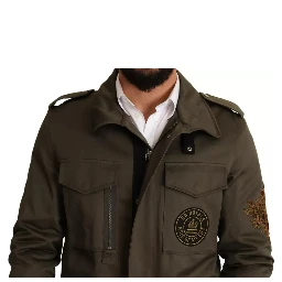 Green Cotton DG Love Blouson Coat Jacket