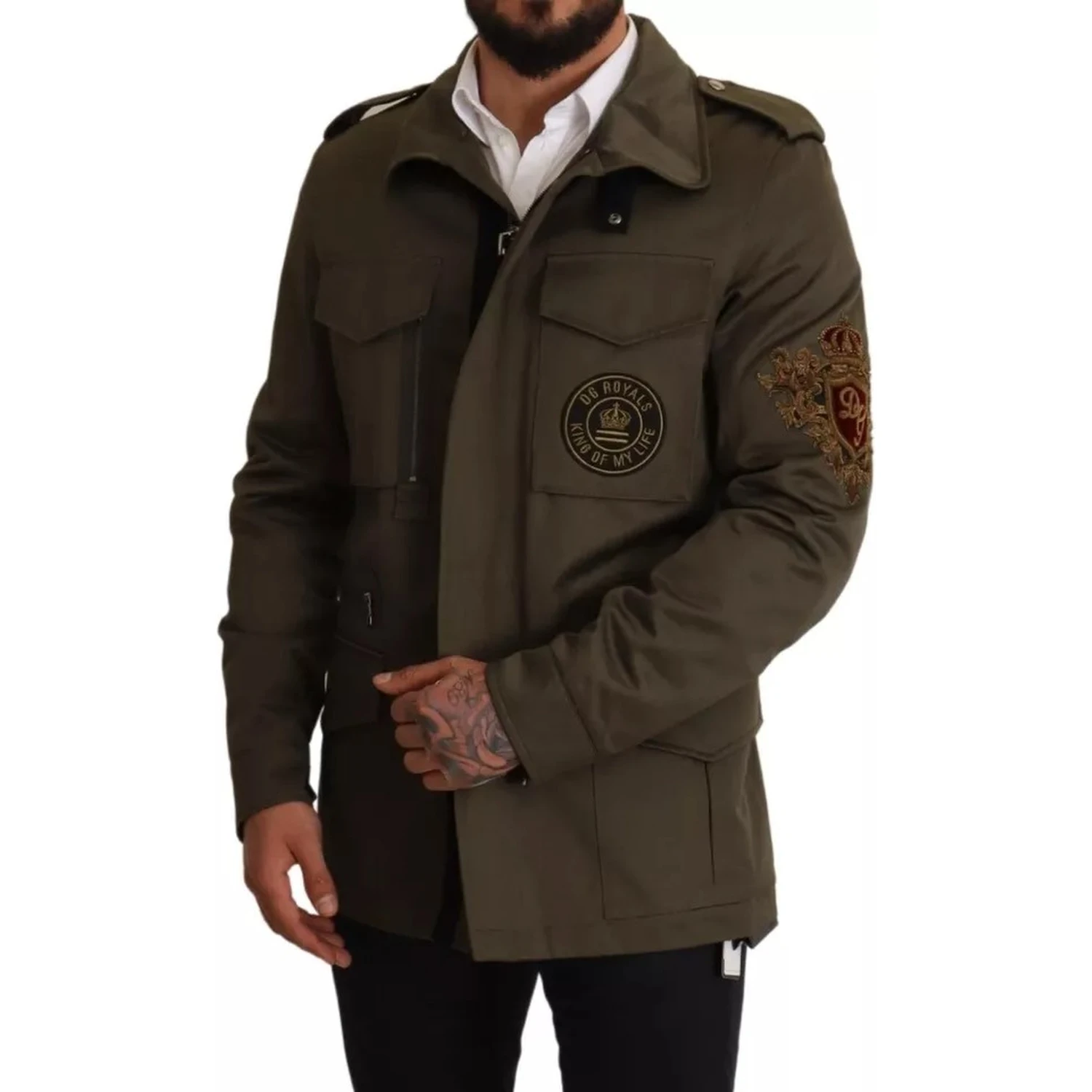 Green Cotton DG Love Blouson Coat Jacket