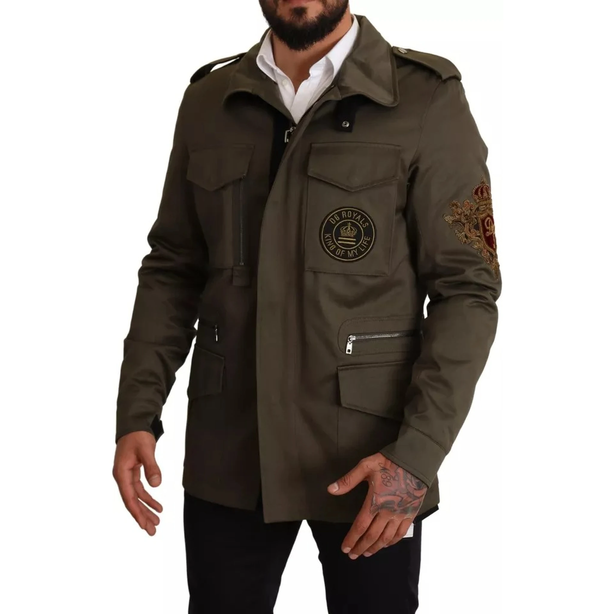 Green Cotton DG Love Blouson Coat Jacket