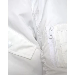 White Bomber Long Sleeves Full Zip Jacket