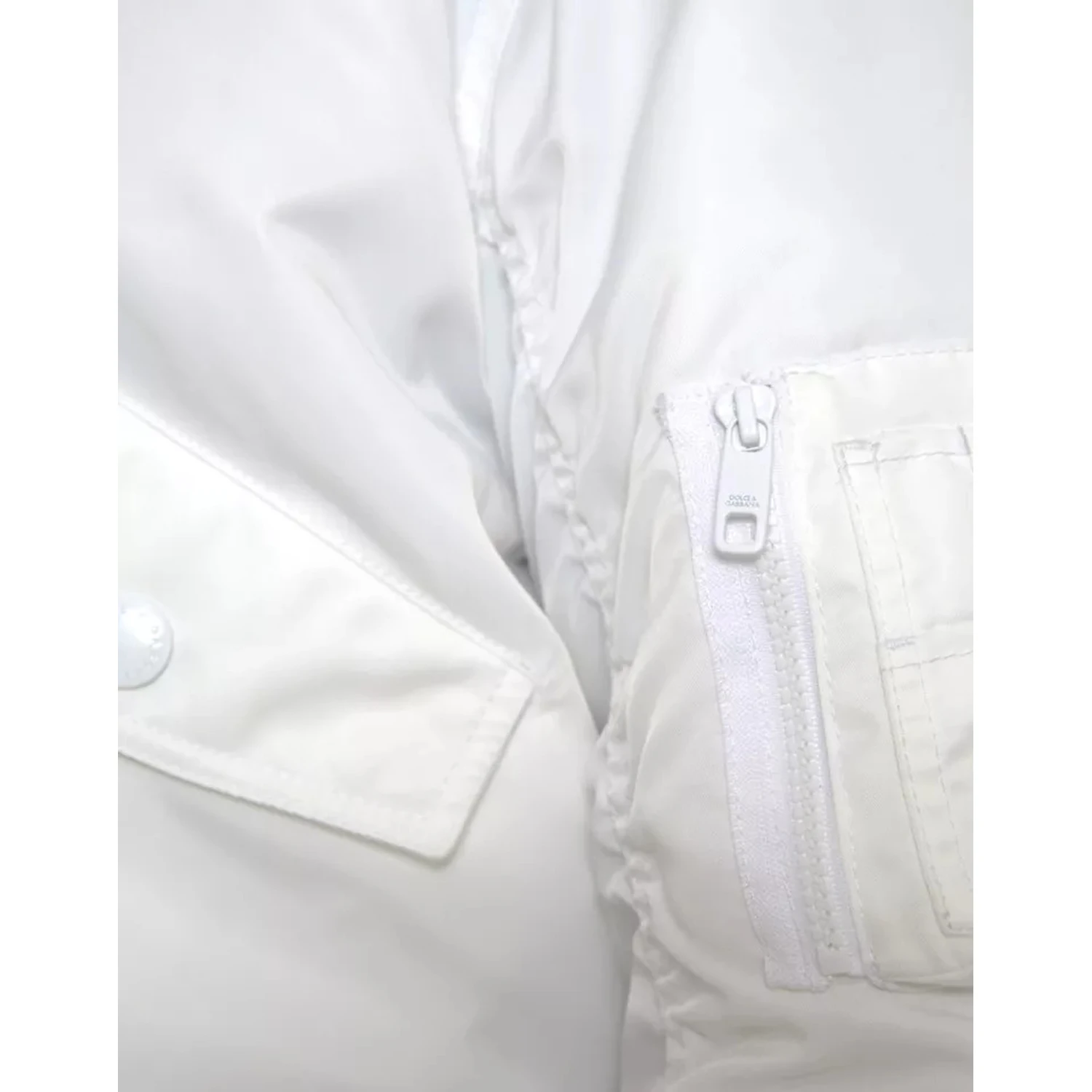 White Bomber Long Sleeves Full Zip Jacket