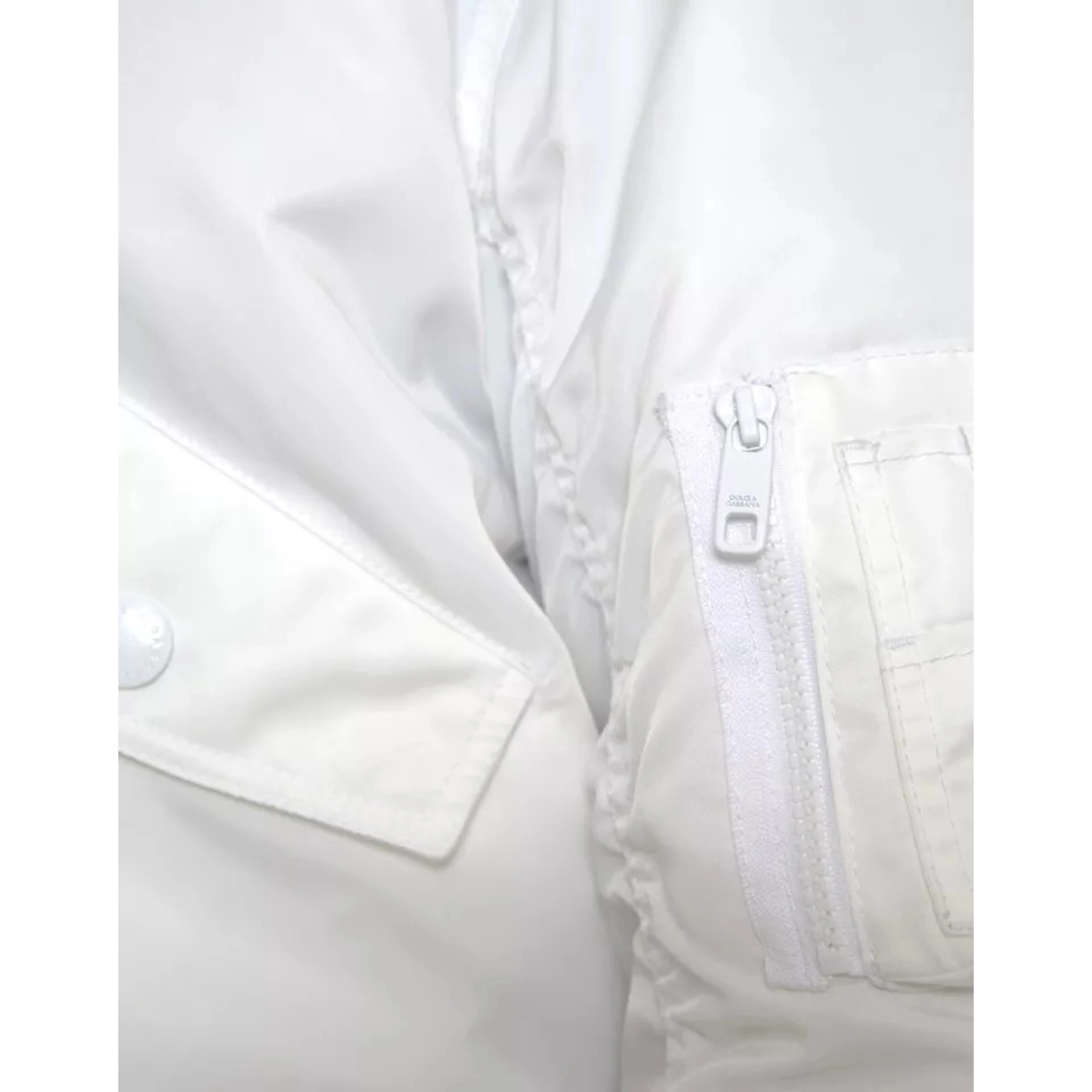White Bomber Long Sleeves Full Zip Jacket