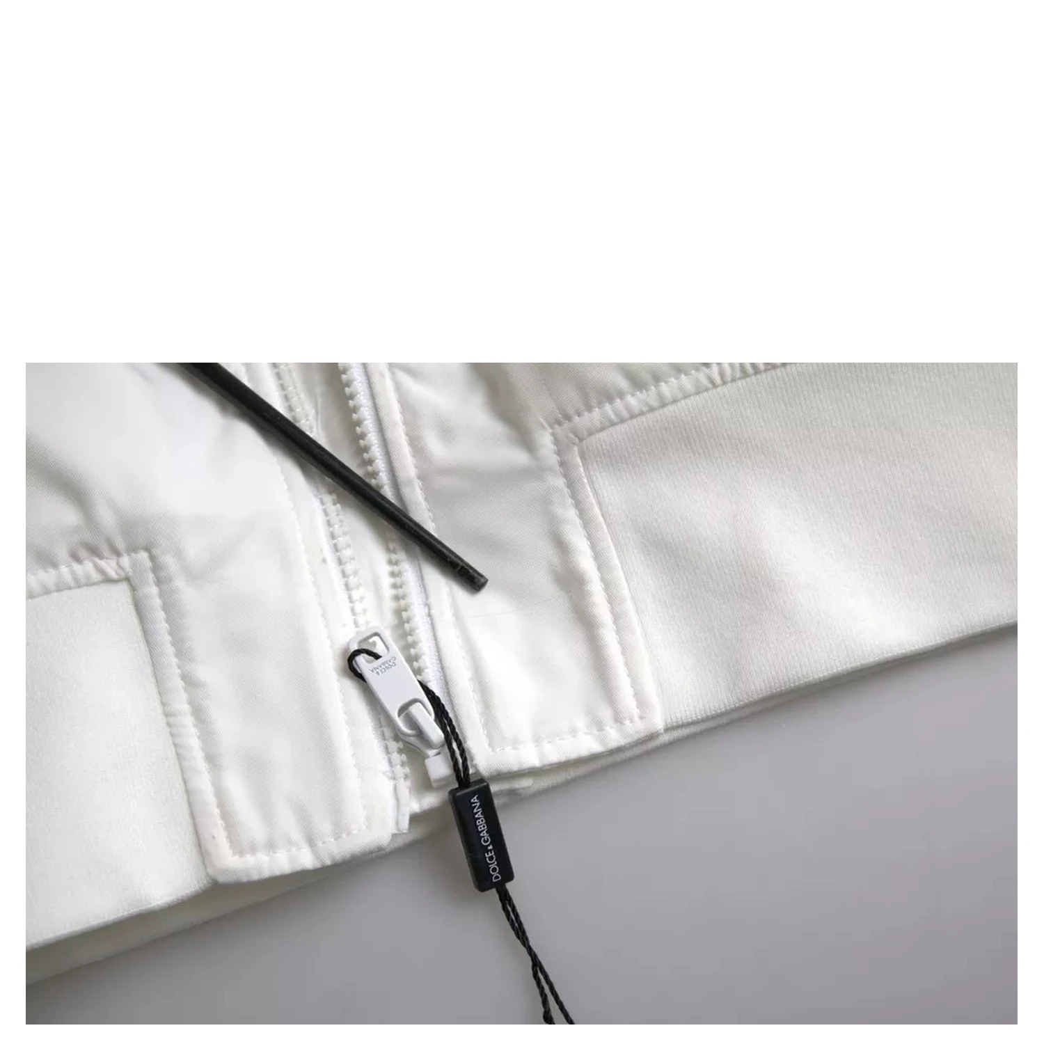White Bomber Long Sleeves Full Zip Jacket