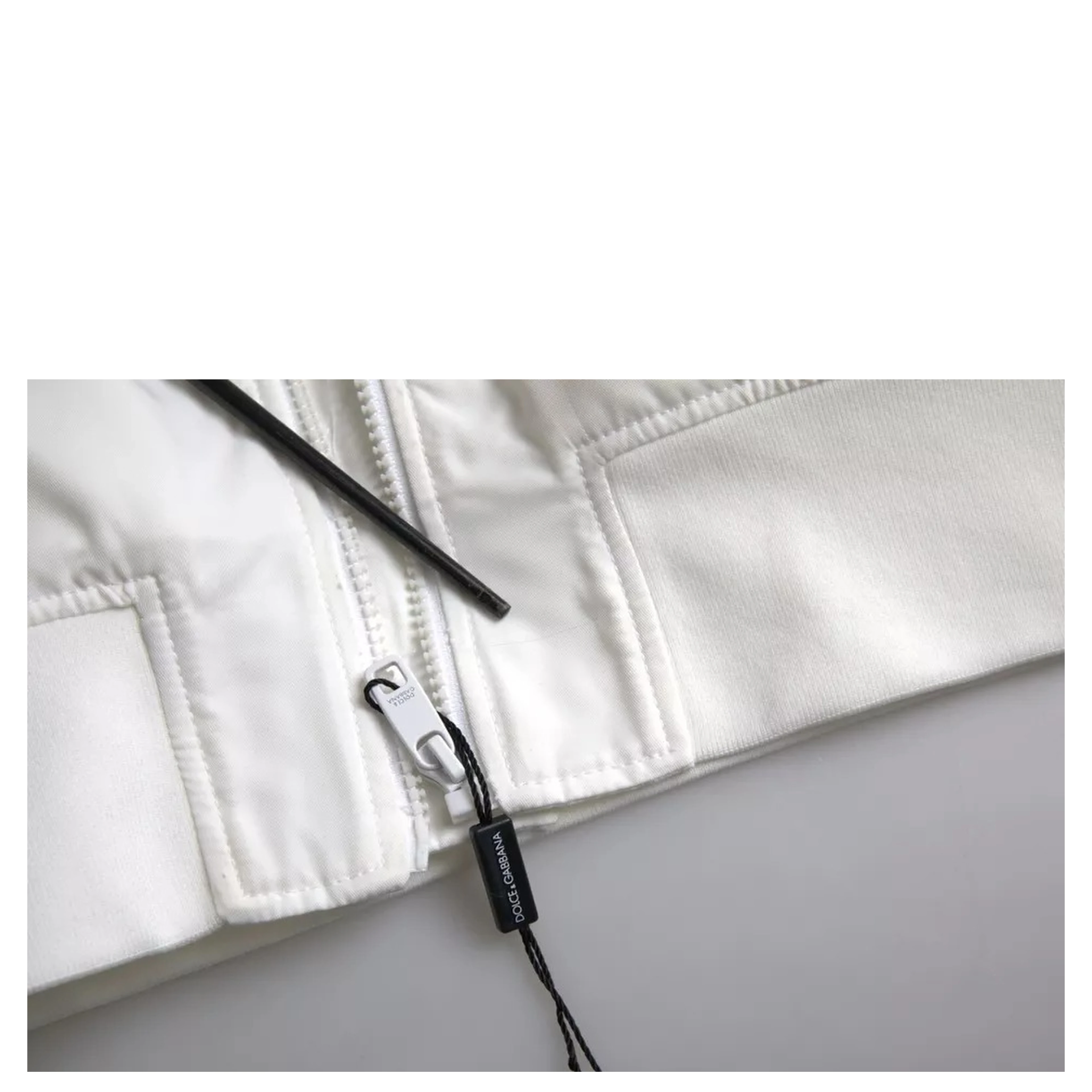 White Bomber Long Sleeves Full Zip Jacket