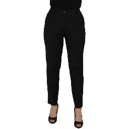 Black High Waist Tapered Trouser Pants